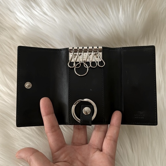 GUCCI Guccissima Key Holder Key Case 6 Hooks Leather Black - Picture 12 of 17